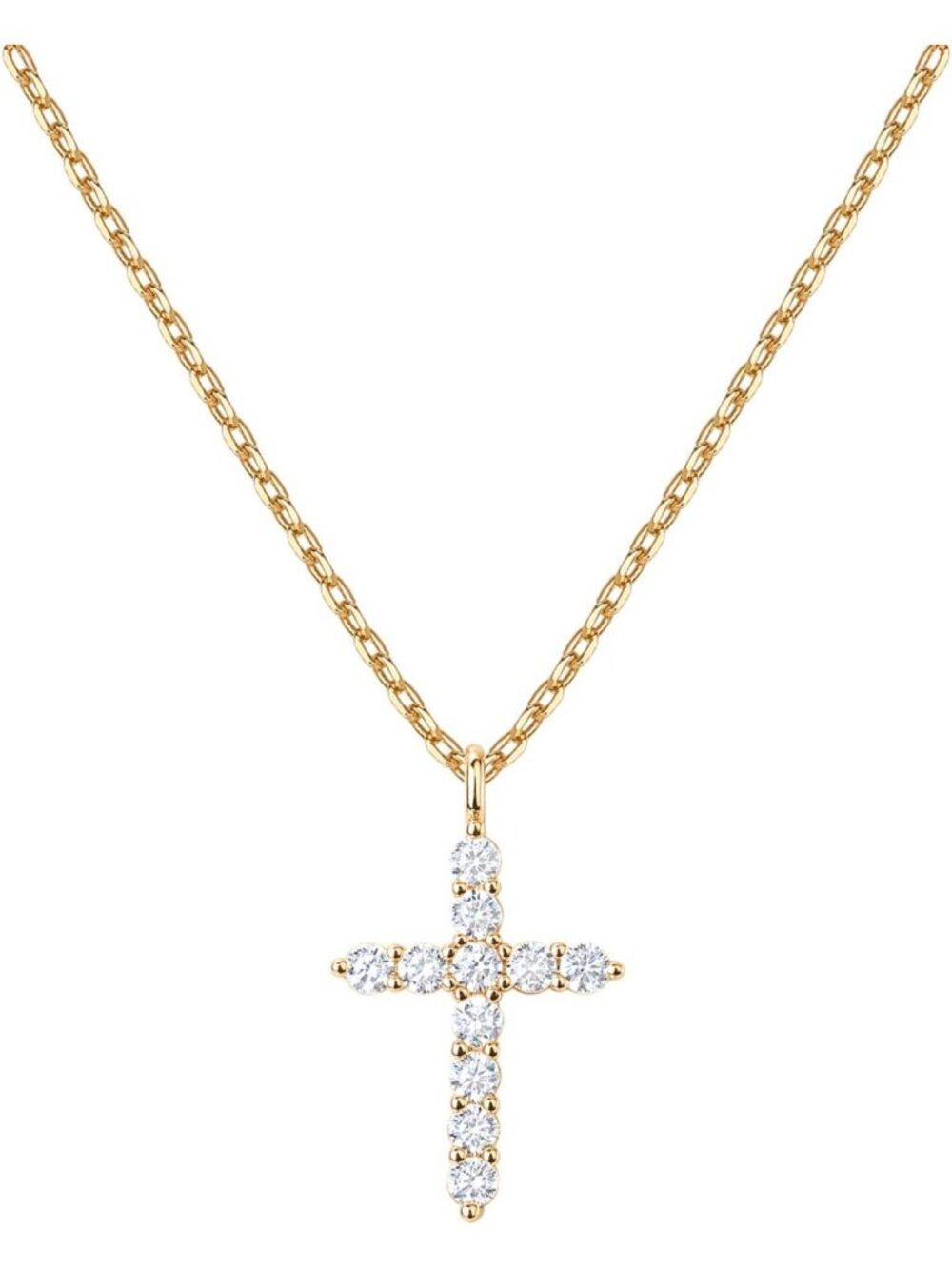14K Gold Plated Cross Necklace with Cubic Zirconia | Faith Pendant Jewelry for